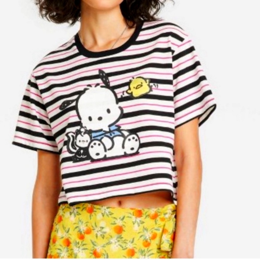 Sanrio Pochacco Striped Crop Tee - Picture 2 of 5
